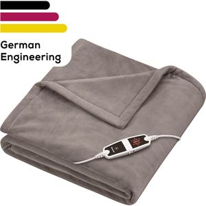 COZYTY Elektrische deken met automatische uitschakeling, 130 x 180 cm, flanel elektrische warmtedeken, 6 warmtestanden en 10-uur uitschakeltimer, oververhittingsbeveiliging, machinewasbaar, grijs