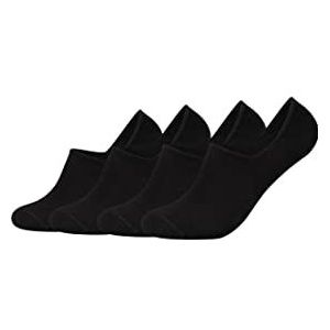Camano 4 paar onzichtbare voeten voor dames en heren met anti-slip opdruk, zwart.