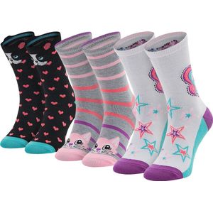 Skechers 3PPK Girls Casual Fancy Unicorn Socks SK41063-1000, voor meisje, Veelkleurig, Sokken, maat: 23-26