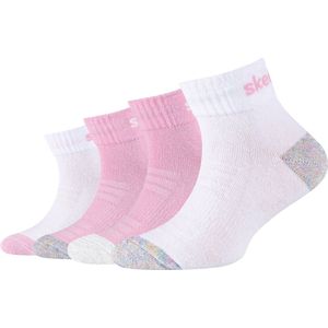 Skechers 4PPK Girls Mesh Ventilation Quarter Socks SK42042-1001, voor meisje, Roze, Sokken, maat: 27-30