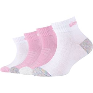 Skechers 4PPK Girls Mesh Ventilation Quarter Socks SK42042-1001, voor meisje, Roze, Sokken, maat: 35-38