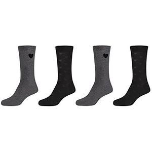 Camano Online Women ca-soft hearts sokken pak van 4, maat 35/38, zwart, zwart, 39 EU