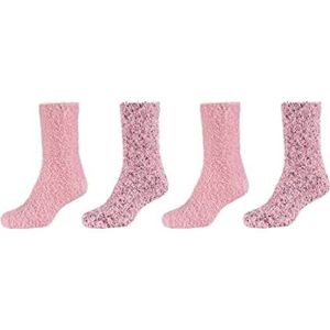 Camano 1102060000 - dames knusse veren popcorn sokken 4 paar, dusty rose, maat 39/42, roze (dusty rose), 39 EU
