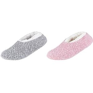 Camano 1202005000 - dames knusse chenille slippers, 2 paar, dusty rose, maat 37/38, roze (dusty rose)