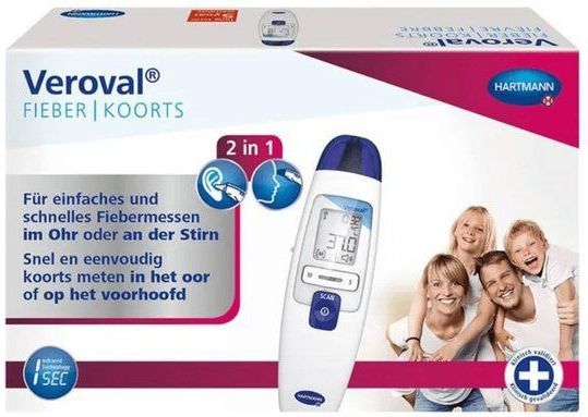 Veroval - 2-in-1 Infrarood Koortsthermometer - Voorhoofd - Oor - Inclusief 10 Beschermkapjes