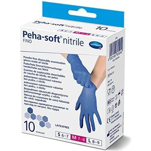 Peha-soft nitrile fino poedervrij niet-steriel onderzoekshandschoenen mt. M, 10 stuks