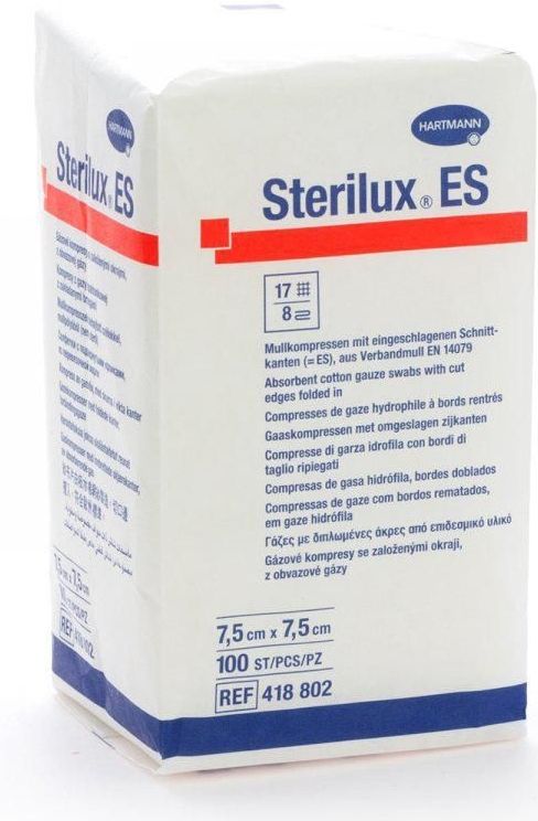 Sterilux - ES - Gaaskompressen - 7,5x7,5cm - 100 Stuks, Hydrofiel Katoen, Luchtdoorlatend