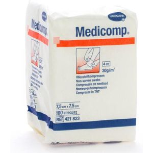 Medicomp gaasjes non woven 7,5 x 7,5 cm 4 laags 100 stuks
