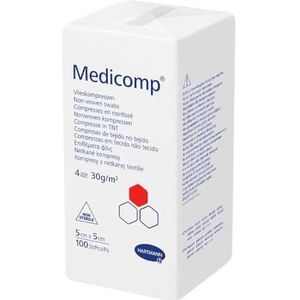 Medicomp gaasjes non woven 5 x 5 cm 4 laags 100 stuks
