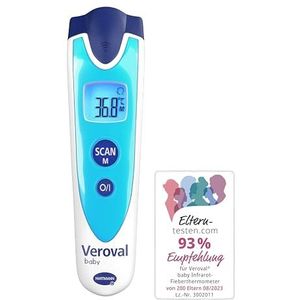 VEROVAL Infrarood thermometer voor baby's BLU, contactloze en stille meting, lichaamstemperatuur, objecttemperatuur, kamertemperatuur, snelle meting, bediening