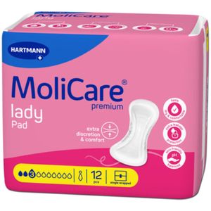 Molicare - Premium Lady Pad 3 Druppels - Incontinentieproduct - 504 ml Absorptie - 12 Stuks