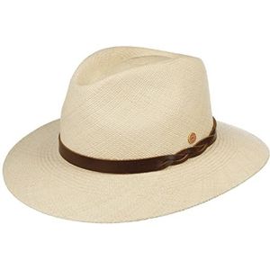 Mayser Enrico Traveller Panamahoed Heren - Made in the EU zonnehoed strohoed zomer hoed met leren band voor Lente/Zomer - 59 cm naturel