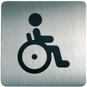 Durable 495923 Zelfklevende pictogram met symbool wc invaliden, metaalzilver, 150 x 150 mm