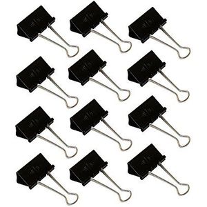 Wedo 6 stuks klapklemmen 41 mm zwart zilver gelakt, metaal met afneembaar handvat en stevige veer 6421541