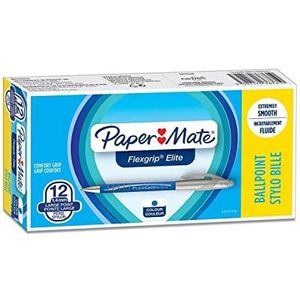 Paper Mate Flexgrip Elite balpen | medium punt (1,4 mm) | blauw | doos met 12 stuks