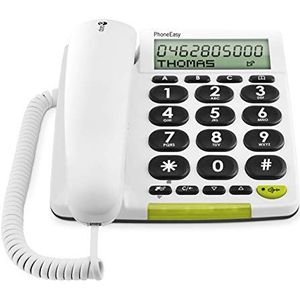 Doro PhoneEasy 312cs bedrade telefoon met grote gekleurde toetsen, handsfree-functie en direct geheugen, ideaal voor senioren (wit)
