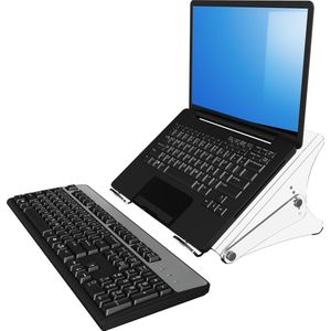 Dataflex Addit Notebookverhoger - Verstelbaar 450, Helder Acryl, Ergonomische Laptop Standaard voor Laptops tot 15"", Hoogte Verstelbaar 134-204mm in 5 Stappen, Draagvermogen tot 6kg
