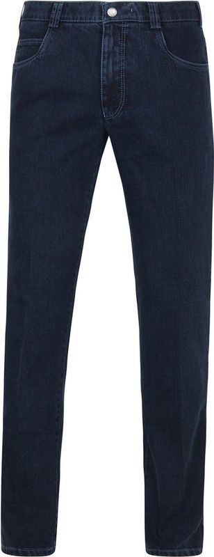 Meyer - Jeans Broek Diego - Donkerblauw - Katoen met Elastaan - Regular-fit