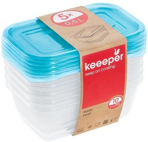 Keeeper Fredo Fresh - Vershouddoos / Vershouddozen - Transparent /blauw - Set van 5st.- 0.5 L