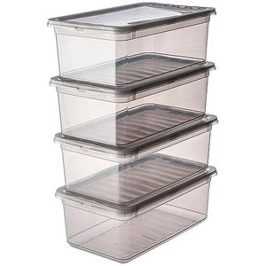 keeeper Opbergdozen met Air Control System, 4-delige set, 4 x 5,6 l, Bea, Transparant (Crystal Grey)
