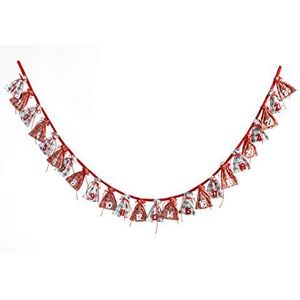 Heitmann Deco Adventskalender ketting om te vullen en op te hangen, stoffen adventskalender, grijs, beige, rood, wit