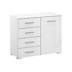 Rauch Möbel Base commode, wit/hoogglans wit, 1-deurs, 4 laden, BxHxD 80x68x40 cm