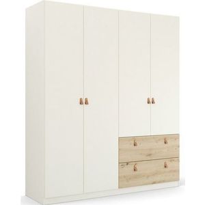 rauch Draaideurkast Homey by Quadra Spin met cognacbruine leren greeplussen, laden in eiken-decor