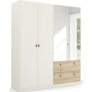 rauch Draaideurkast Homey by Quadra Spin met cognacbruine leren greeplussen, laden in eiken-decor