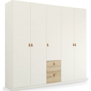 rauch Draaideurkast Homey by Quadra Spin met cognacbruine leren greeplussen, laden in eiken-decor