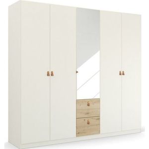 rauch Draaideurkast Homey by Quadra Spin met cognacbruine leren greeplussen, laden in eiken-decor