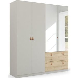 rauch Draaideurkast Homey by Quadra Spin met cognacbruine leren greeplussen, laden in eiken-decor