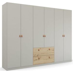 rauch Draaideurkast Homey by Quadra Spin met cognacbruine leren greeplussen, laden in eiken-decor