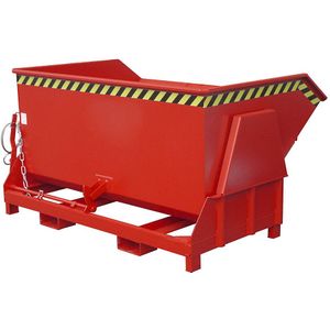 eurokraft pro Kiepbak, standaard bouwhoogte, zonder wielen, inhoud 1,5 m³, gelakt in vuurrood RAL 3000