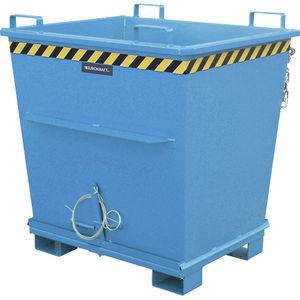 eurokraft pro Conische bodemklepcontainer, inhoud 1,0 m³, draagvermogen 2000 kg, lichtblauw RAL 5012