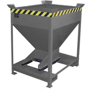 eurokraft pro Silocontainer, trechtervormig, stationair met vorkkokers, inhoud 0,375 m³, muisgrijs