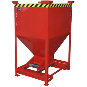 eurokraft pro Silocontainer, trechtervormig, stationair met vorkkokers, inhoud 0,6 m³, vuurrood