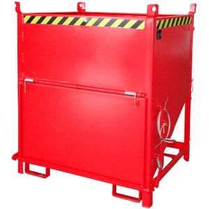 eurokraft pro Silocontainer, inhoud 1 m³, met klep aan de kopzijde, vuurrood RAL 3000