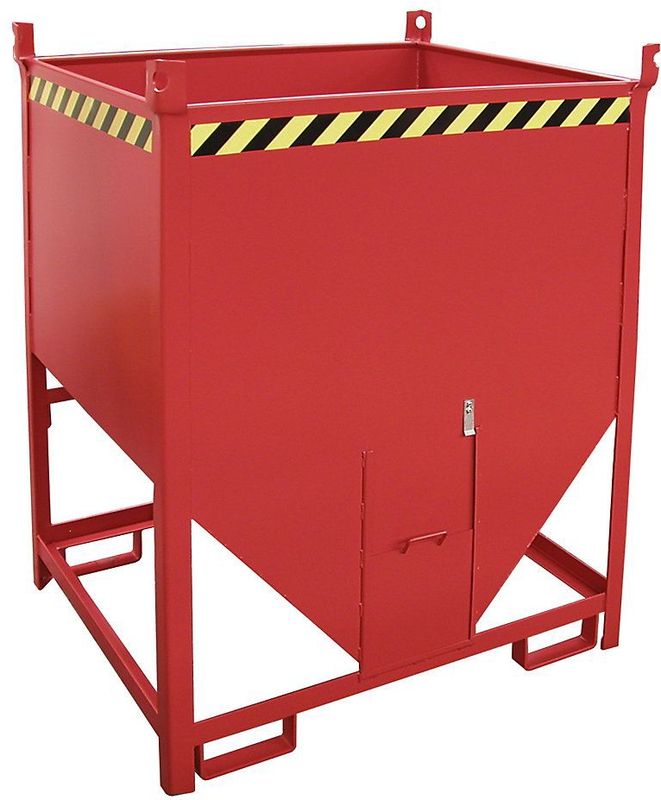 eurokraft pro Silocontainer, inhoud 1 m³, met schuifsluiting aan de kopzijde, vuurrood RAL 3000