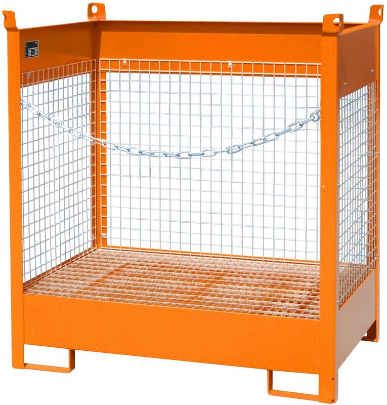 Bauer Fass-Stapelpalette FSP-2 D, Drahtgitterw&#228;nde, Gelborange