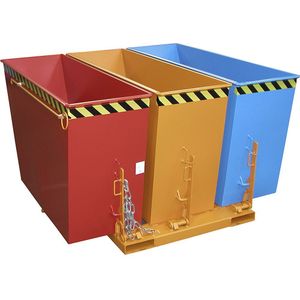 eurokraft pro Kiepbak, met 3 bakken à 0,6 m³, blauw / oranje / rood