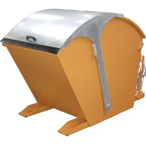 eurokraft pro Kiepbak met rond deksel, inhoud 1 m³, geeloranje, vanaf 2 stuks