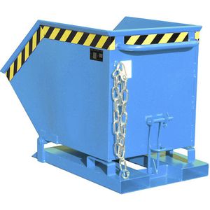 eurokraft pro Kiepbak met klapmechanisme, kokervormig, inhoud 0,25 m³, blauw RAL 5012