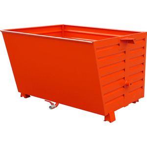 eurokraft pro Stapelkiepbak voor spanen BSL met geperforeerde bodemplaat, inhoud 1,5 m³, vuurrood