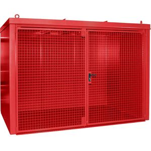 eurokraft pro Gasflessencontainer, brandwerend, voor 60 flessen met elk Ø 230 mm, rood