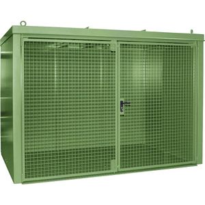 eurokraft pro Gasflessencontainer, brandwerend, voor 60 flessen met elk Ø 230 mm, groen