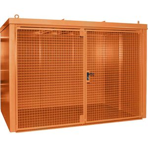 eurokraft pro Gasflessencontainer, brandwerend, voor 96 flessen met elk Ø 230 mm, oranje