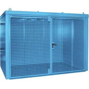 eurokraft pro Gasflessencontainer, brandwerend, voor 96 flessen met elk Ø 230 mm, blauw