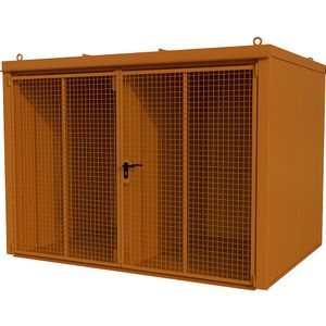 eurokraft pro Gasflessencontainer met scheidingswand, brandwerend, voor 96 flessen met elk Ø 230 mm, oranje