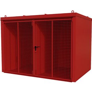 eurokraft pro Gasflessencontainer met scheidingswand, brandwerend, voor 96 flessen met elk Ø 230 mm, rood