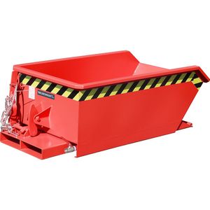 eurokraft pro Mini-kiepbak voor spaanders, lage constructie, inhoud 0,23 m³, rood RAL 3000